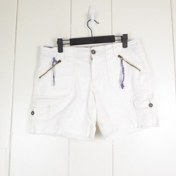 Free People Shorts Womens SZ 6 6.5" Inseam Cut Off Cargo Zip Pockets Mid Rise - Picture 1 of 13